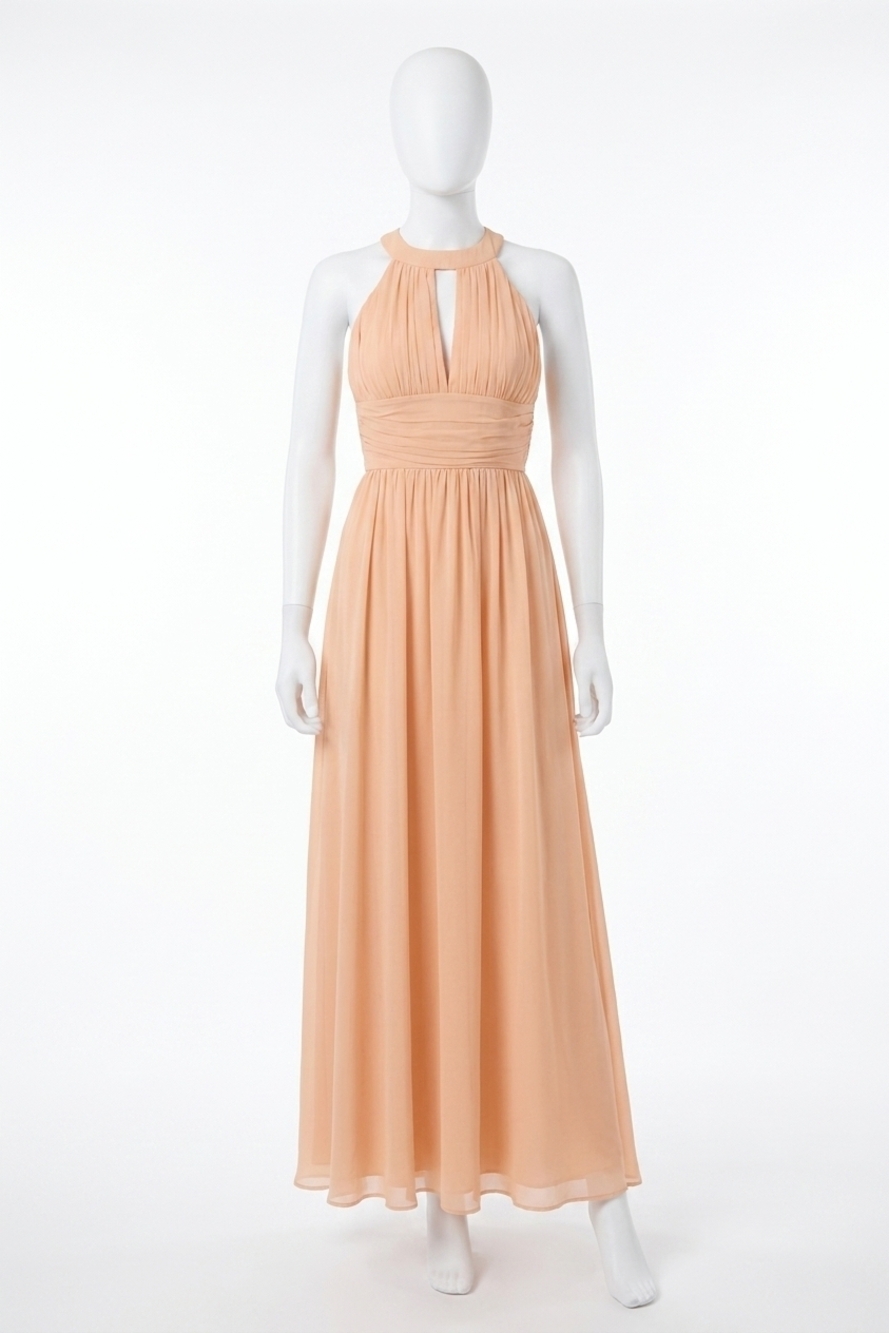NEW LULUS women's sintra pleated backless maxi dress in peach